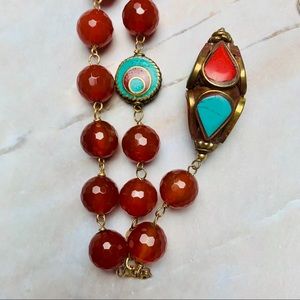 Carnelian Faceted Bead Stone Necklace